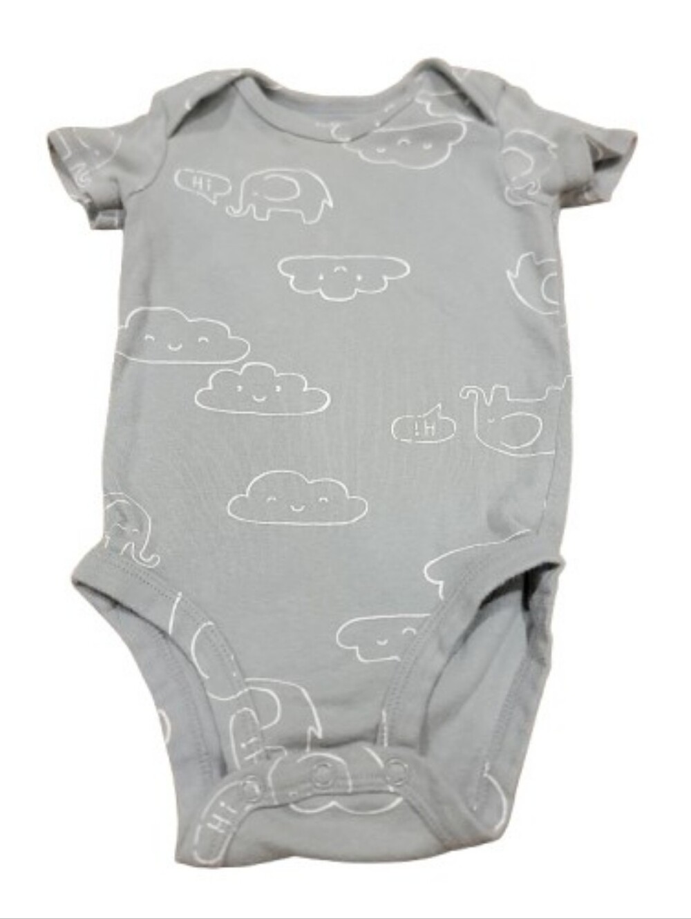 Carters 1 Piece Bodysuit Infant Boys Size 6M Gray Cloud Elephant Short Sleeve